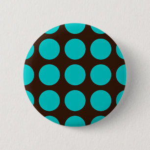 Aquamarine Punkte auf Schokoladenbraun Button
