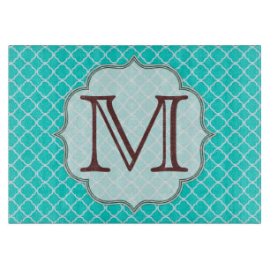 Aquamarine Quarterfolie Latti Glas Cutting Board Schneidebrett