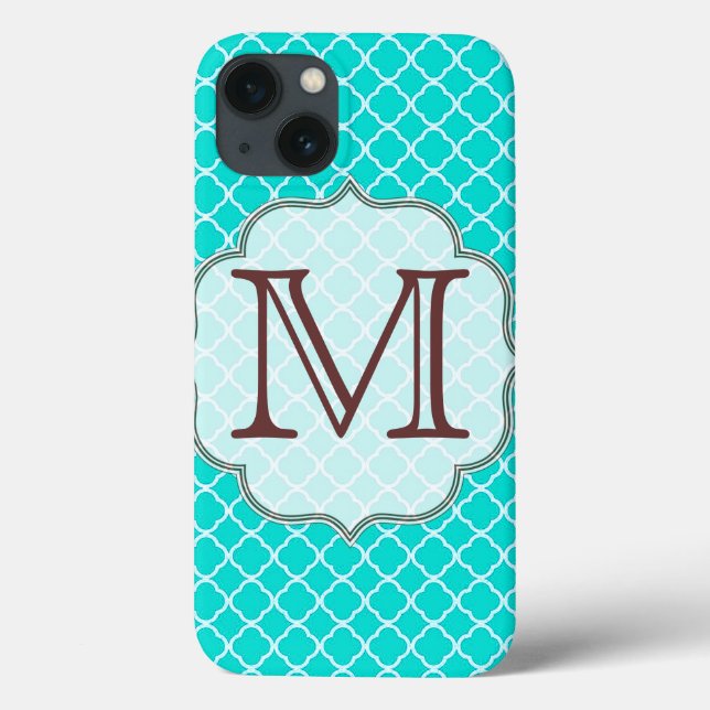 Aquamarine Quarterfolie Latti Monogram Initial IPA Case-Mate iPhone Hülle (Rückseite)