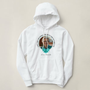 Aquamarine Rahmen-Großmutter mit Blumenmuster zum Hoodie