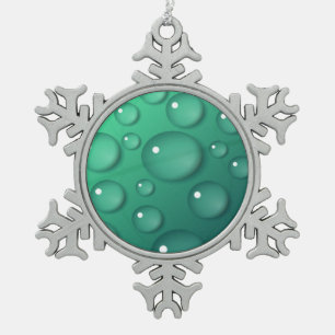 Aquamarine Raindrop Textur Schneeflocken Zinn-Ornament