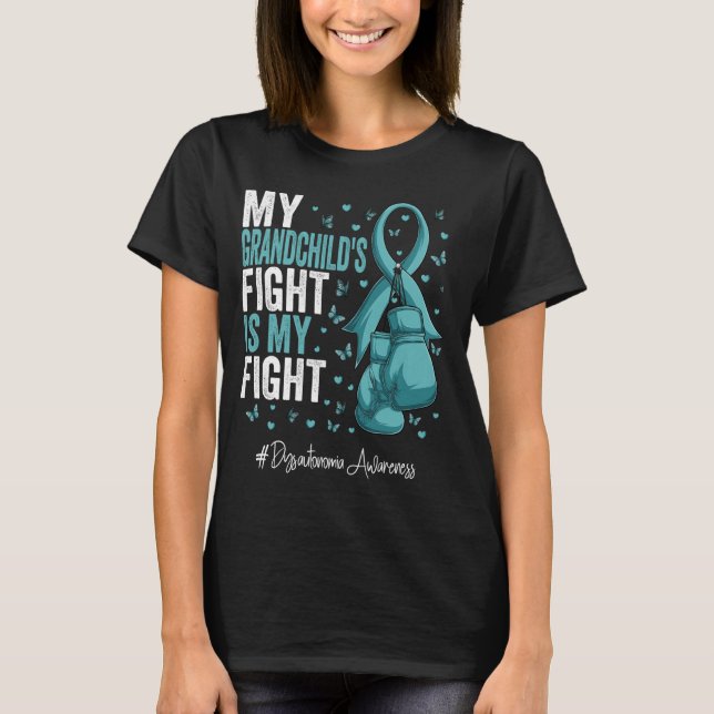 Aquamarine Ribbon Grandchild Dysautonomie Bewussts T-Shirt (Vorderseite)