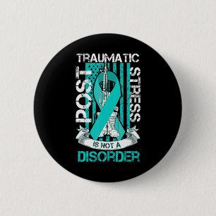 Aquamarine Ribbon Post Traumatic Stress Flag Ptsd Button