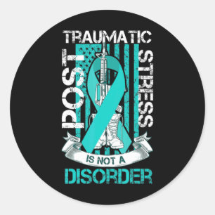Aquamarine Ribbon Post Traumatic Stress Flag Ptsd  Runder Aufkleber