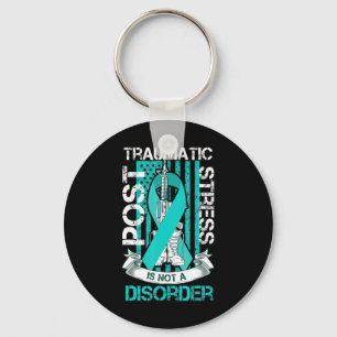 Aquamarine Ribbon Post Traumatic Stress Flag Ptsd  Schlüsselanhänger