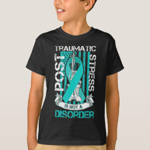 Aquamarine Ribbon Post Traumatic Stress Flag Ptsd  T-Shirt
