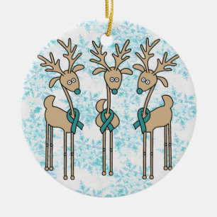 Aquamarine Ribbon-Rentier (Ovarialkarzinom) Keramik Ornament