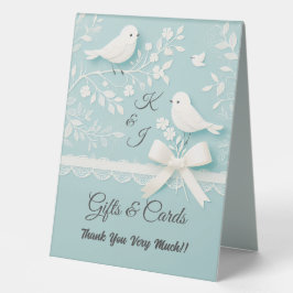 Aquamarine romantische Hochzeitskarte Tischaufsteller