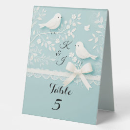 Aquamarine romantische Hochzeitssenke & Birds Tischaufsteller