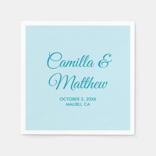 Aquamarine Romantische Schrift Personalisiert Hoch Serviette (Vorderseite)