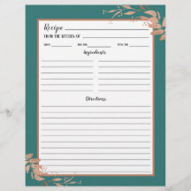 Aquamarine Rose Gold Foliage Rezept Binder Seite