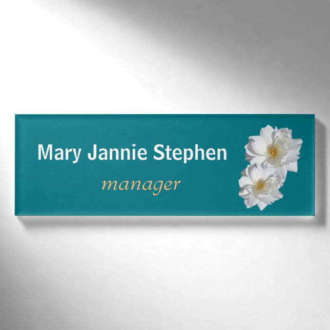 Aquamarine Rose, schönes Namensschild Namenschild (Vorderseite)