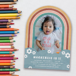 Aquamarine Rote Flora-Regenbogen-Einladung von Kid Einladung