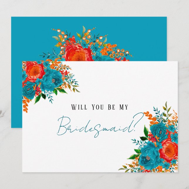 Aquamarine rote Orangenblume, du bist meine Brides Einladung (Vorne/Hinten)