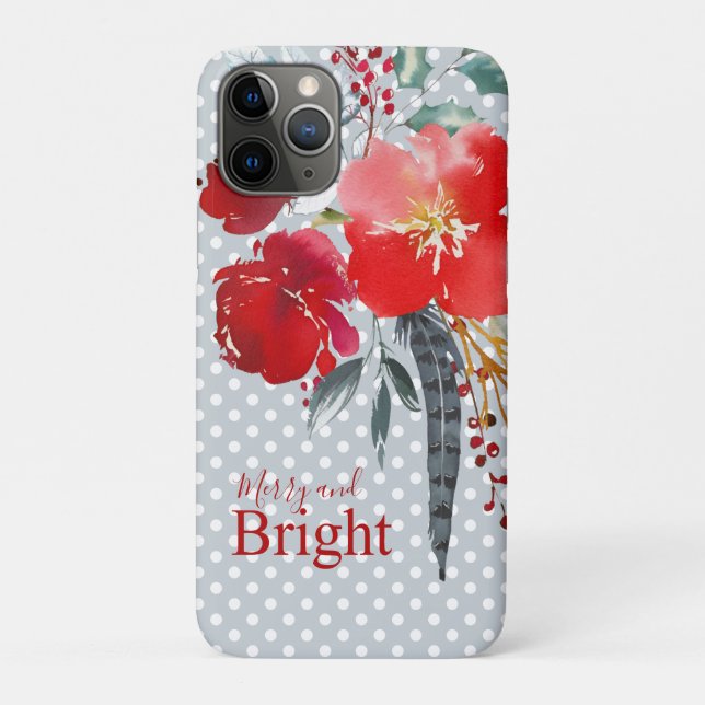 Aquamarine Rote Weihnachtsblume Merry und Bright Case-Mate iPhone Hülle (Rückseite)