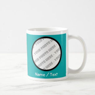 Aquamarine Round-Foto- und Text-Tasse - Erstellen  Kaffeetasse