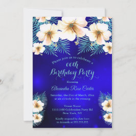 Aquamarine Royal Blue Tropal Geburtstagsparty Einladung