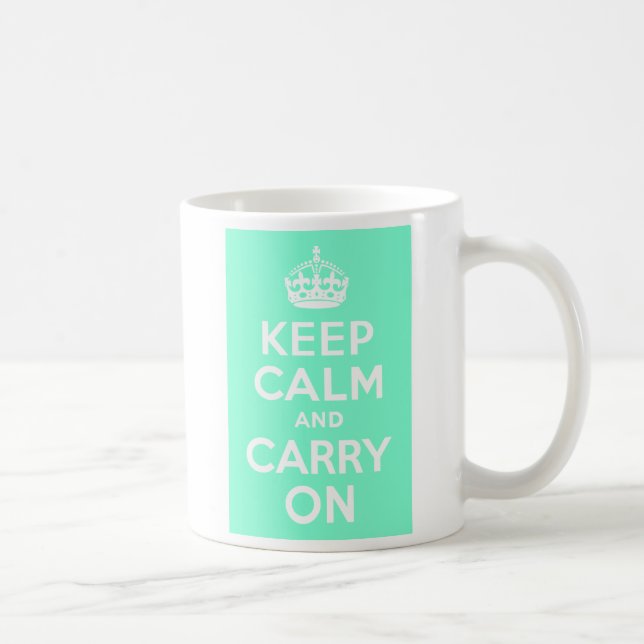 Aquamarine Ruhe bewahren und weiter tragen Kaffeetasse (Rechts)