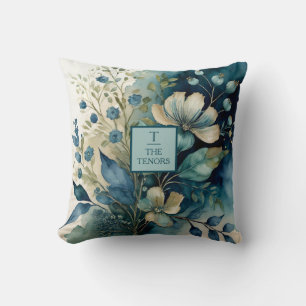 Aquamarine Ruhe: botanische Blicke Kissen