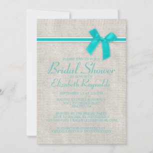 Aquamarine Rustikale Burlap Bridal Dusche Einladun Einladung