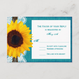 Aquamarine Rustikale Sonnenblume RSVP-Karten RSVP Karte