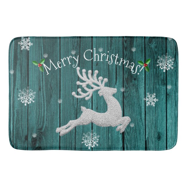 Aquamarine Rustikale Weihnachtsbadematte Badematte (Vorderseite)