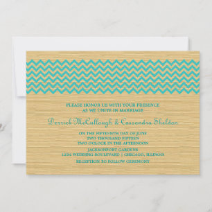 Aquamarine Rustikale Zickzack Hochzeit Einladung