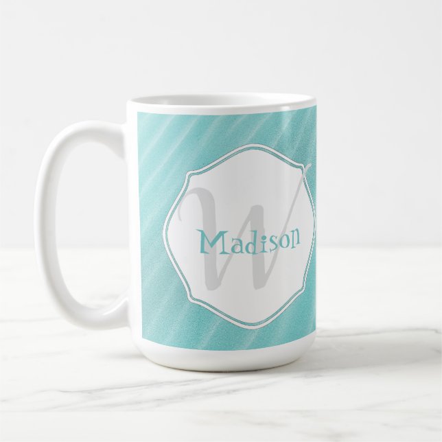 Aquamarine Sandwellen personalisieren Tasse (Links)