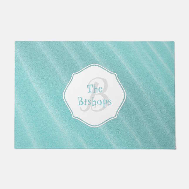 Aquamarine Sandwellen Personalisierte Türmatte (Vorderseite)