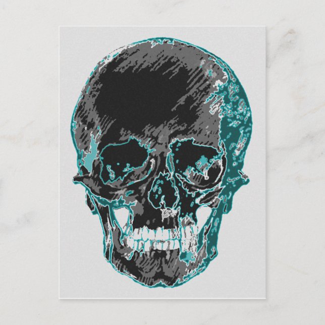 Aquamarine Schädelpostkarte Postkarte (Vorderseite)