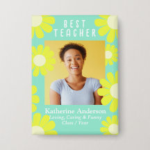 Aquamarine Schaltfläche für Daisy Best Teacher Fot