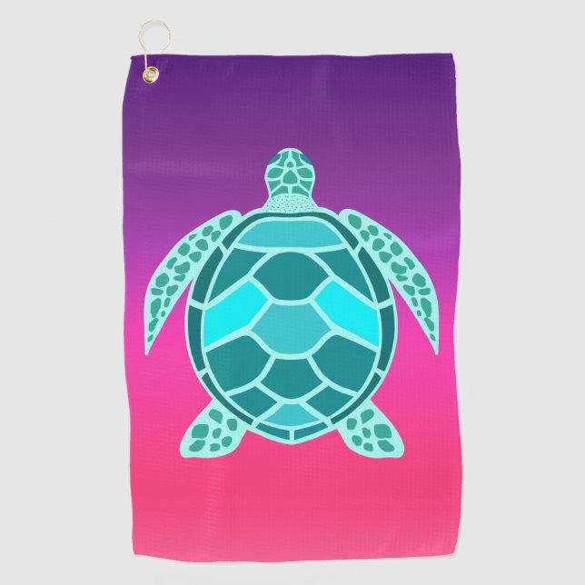 Aquamarine Schildkröte Golfhandtuch (Vorderseite)