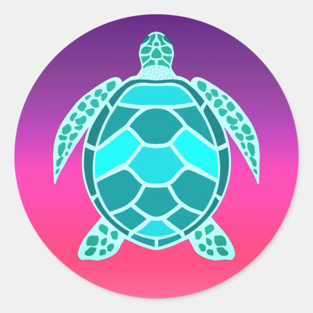 Aquamarine Schildkröte Runder Aufkleber (Vorderseite)