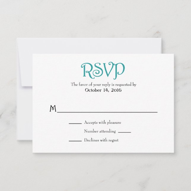 Aquamarine Schlichte RSVP-Karten RSVP Karte (Vorderseite)