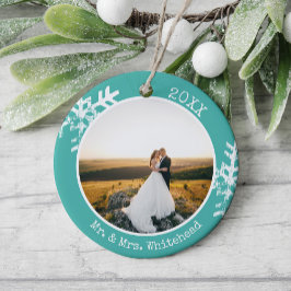 Aquamarine Schneeflocke 1. Weihnachtsfeier Keramik Ornament