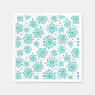 Aquamarine Schneeflocke auf Weiß mit Pfotenmuster Serviette