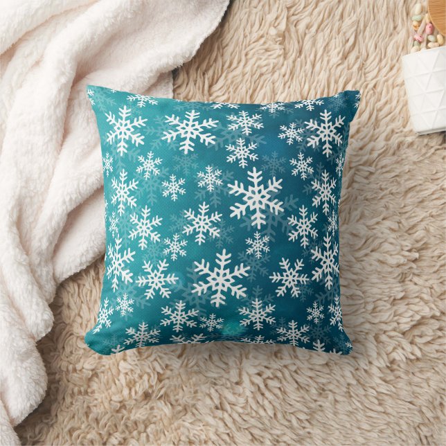 Aquamarine Schneeflocken Kissen (Decke)