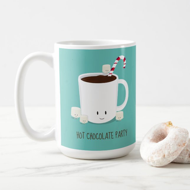 Aquamarine Schokolade Heiße Kakaojause Party Kaffeetasse (Mit Donut)