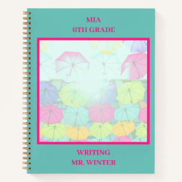 Aquamarine Schulklasse der Umbrellas Notizbuch