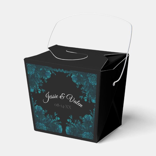 Aquamarine Schwarz-Gotik-Hochzeit Geschenkschachtel (Vorderseite)