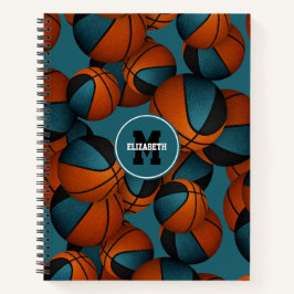 aquamarine schwarze Basketballmannschaft Notizbuch
