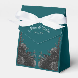 Aquamarine Schwarze Elegante Blumenhochzeit Geschenkschachtel
