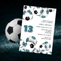 aquamarine schwarze Fußballbälle Kindergeburtstag 