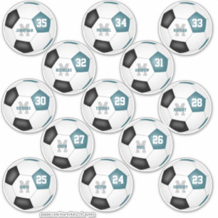 aquamarine schwarze Fußballmannschaft färbt 13 Spi Aufkleber
