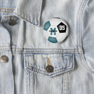 Aquamarine schwarze Fußballmannschaft färbt Gastge Button