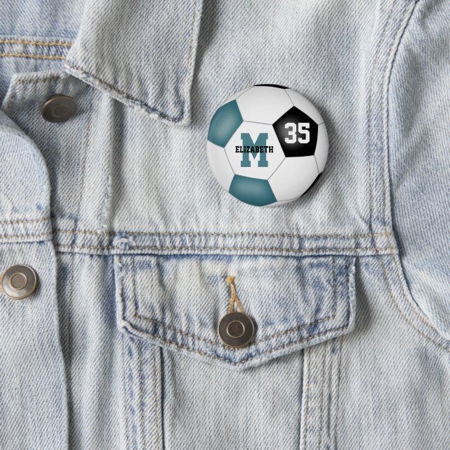 Aquamarine schwarze Fußballmannschaft färbt Gastge Button (Beispiel)