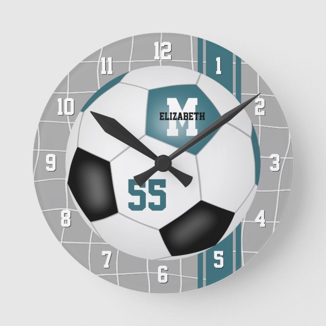 aquamarine Schwarze Mannschaft Farben Varianzstrei Runde Wanduhr (Vorderseite)