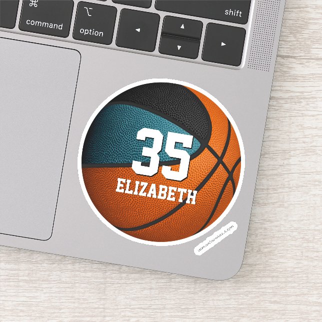 aquamarine schwarze Mannschaft spielt Basketball Aufkleber (Detail)