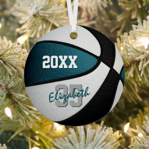 aquamarine schwarze Mannschaft spielt Basketball Ornament Aus Metall