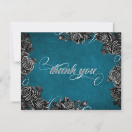 Aquamarine Schwarze Rose Hochzeit Dankeskarte